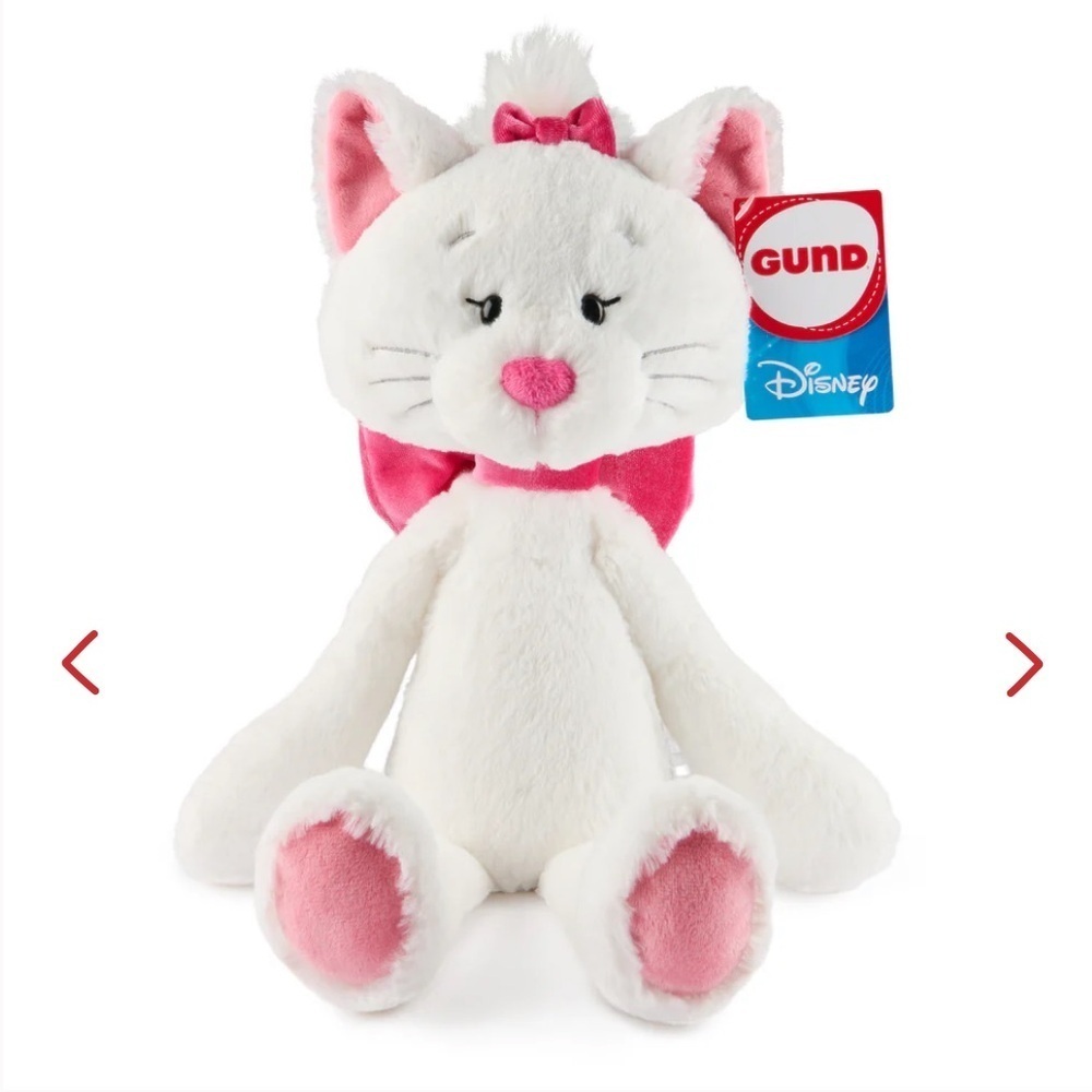Disney Gund Marie Cat Plush Stuffed Animal 15” Toothpick White Pink Aristocats